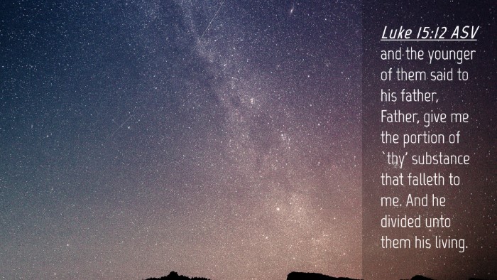 Picture 04 - Luke 15:12 ASV Desktop Wallpaper - and the younger of them said to his father, - Desktop Bible Verse Wallpaper