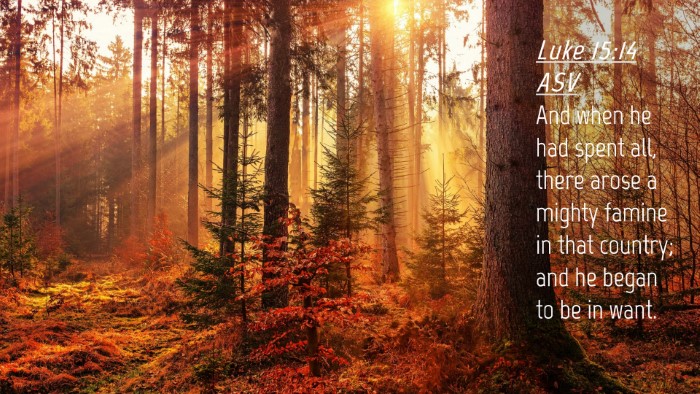 Picture 04 - Luke 15:14 ASV Desktop Wallpaper - And when he had spent all, there arose a mighty - Desktop Bible Verse Wallpaper