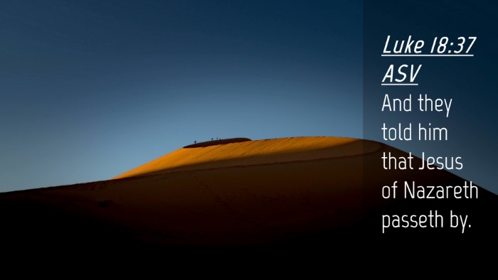 Picture 04 - Luke 18:37 ASV Desktop Wallpaper - And they told him that Jesus of Nazareth passeth - Desktop Bible Verse Wallpaper