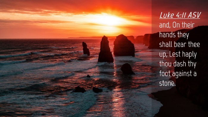 Picture 04 - Luke 4:11 ASV Desktop Wallpaper - and, On their hands they shall bear thee up, Lest - Desktop Bible Verse Wallpaper