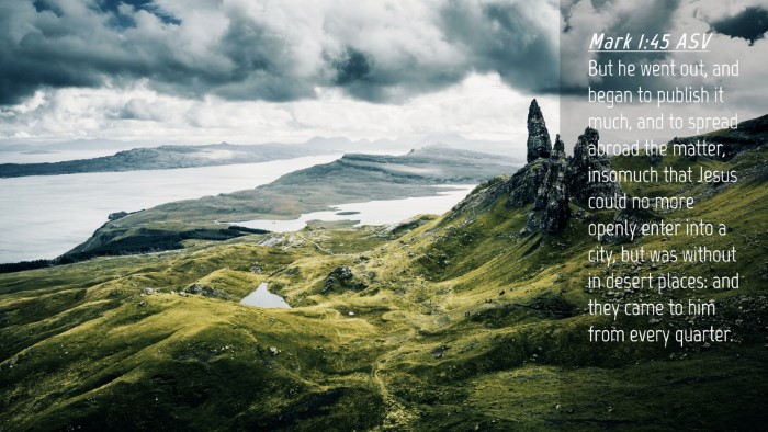 Picture 04 - Mark 1:45 ASV Desktop Wallpaper - But he went out, and began to publish it much, - Desktop Bible Verse Wallpaper