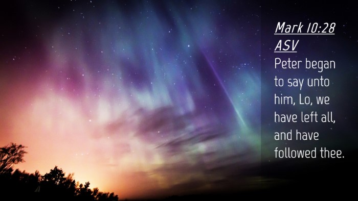 Picture 04 - Mark 10:28 ASV Desktop Wallpaper - Peter began to say unto him, Lo, we have left - Desktop Bible Verse Wallpaper