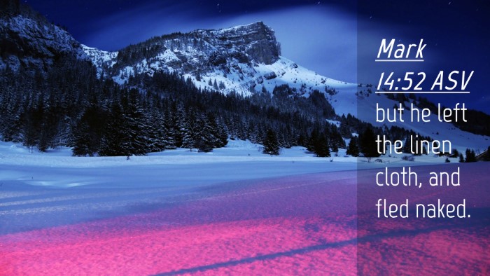 Picture 04 - Mark 14:52 ASV Desktop Wallpaper - but he left the linen cloth, and fled - Desktop Bible Verse Wallpaper