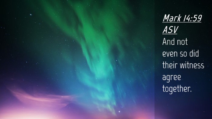 Picture 04 - Mark 14:59 ASV Desktop Wallpaper - And not even so did their witness agree - Desktop Bible Verse Wallpaper