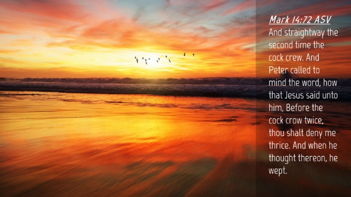 Picture 04 - Mark 14:72 ASV Desktop Wallpaper - And straightway the second time the cock crew. - Desktop Bible Verse Wallpaper