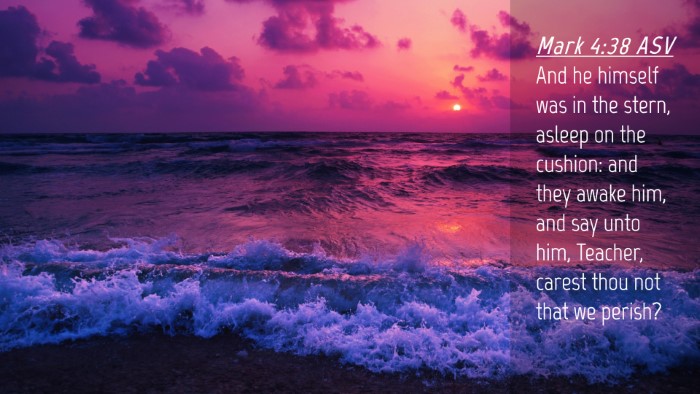 Picture 04 - Mark 4:38 ASV Desktop Wallpaper - And he himself was in the stern, asleep on the - Desktop Bible Verse Wallpaper