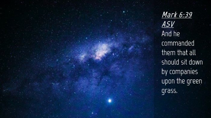 Picture 04 - Mark 6:39 ASV Desktop Wallpaper - And he commanded them that all should sit down by - Desktop Bible Verse Wallpaper