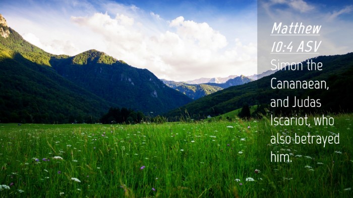 Picture 04 - Matthew 10:4 ASV Desktop Wallpaper - Simon the Cananaean, and Judas Iscariot, who also - Desktop Bible Verse Wallpaper