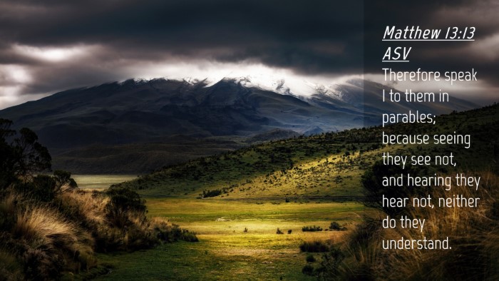 Picture 04 - Matthew 13:13 ASV Desktop Wallpaper - Therefore speak I to them in parables; because - Desktop Bible Verse Wallpaper