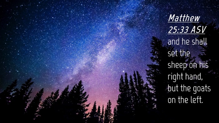 Picture 04 - Matthew 25:33 ASV Desktop Wallpaper - and he shall set the sheep on his right hand, but - Desktop Bible Verse Wallpaper