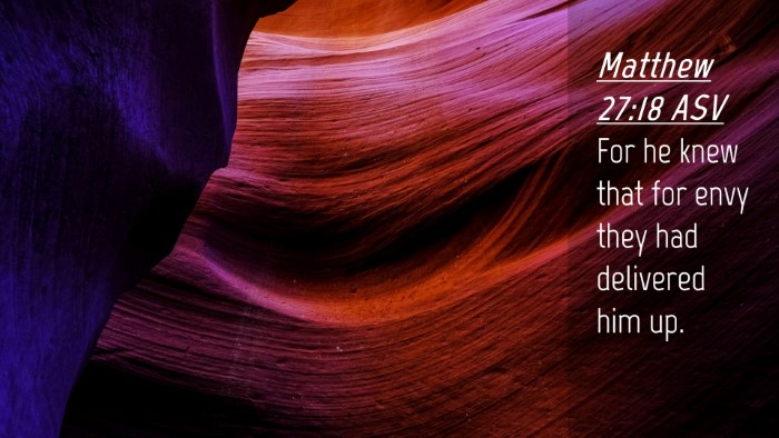 Picture 04 - Matthew 27:18 ASV Desktop Wallpaper - For he knew that for envy they had delivered him - Desktop Bible Verse Wallpaper