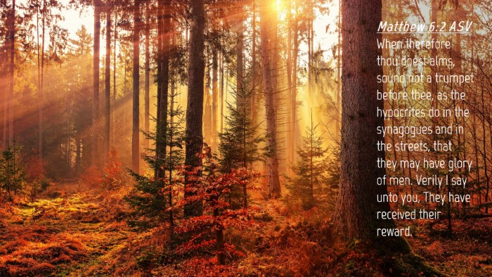 Picture 04 - Matthew 6:2 ASV Desktop Wallpaper - When therefore thou doest alms, sound not a - Desktop Bible Verse Wallpaper
