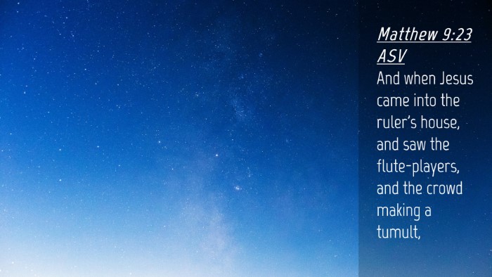 Picture 04 - Matthew 9:23 ASV Desktop Wallpaper - And when Jesus came into the ruler's house, and - Desktop Bible Verse Wallpaper