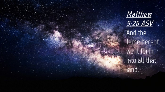Picture 04 - Matthew 9:26 ASV Desktop Wallpaper - And the fame hereof went forth into all that - Desktop Bible Verse Wallpaper