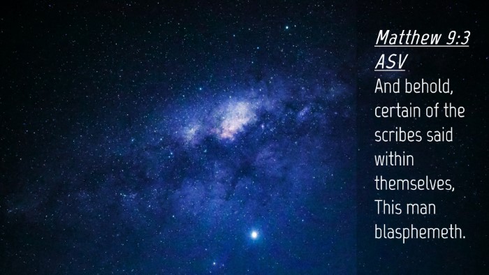Picture 04 - Matthew 9:3 ASV Desktop Wallpaper - And behold, certain of the scribes said within - Desktop Bible Verse Wallpaper