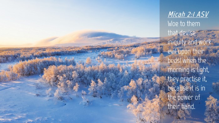 Picture 04 - Micah 2:1 ASV Desktop Wallpaper - Woe to them that devise iniquity and work evil - Desktop Bible Verse Wallpaper