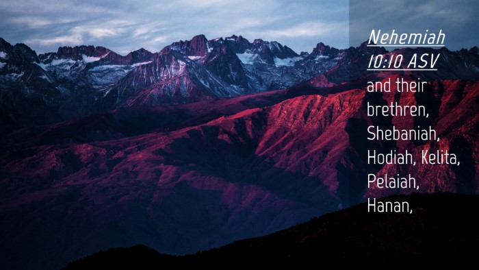 Picture 04 - Nehemiah 10:10 ASV Desktop Wallpaper - and their brethren, Shebaniah, Hodiah, Kelita, - Desktop Bible Verse Wallpaper
