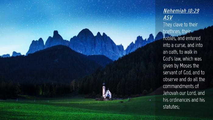 Picture 04 - Nehemiah 10:29 ASV Desktop Wallpaper - They clave to their brethren, their nobles, and - Desktop Bible Verse Wallpaper
