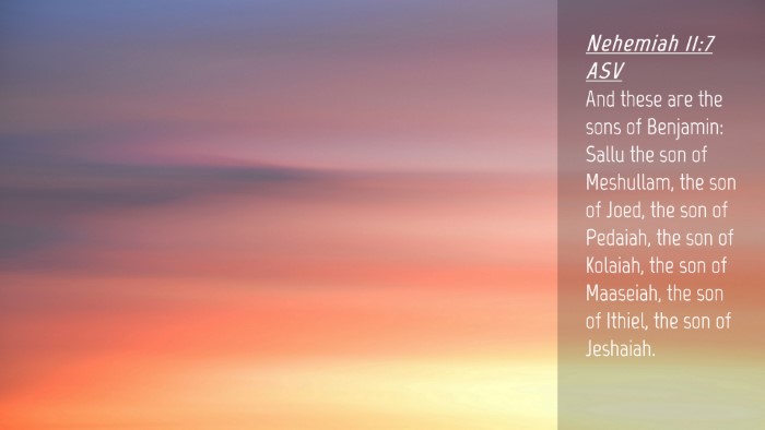 Picture 04 - Nehemiah 11:7 ASV Desktop Wallpaper - And these are the sons of Benjamin: Sallu the son - Desktop Bible Verse Wallpaper