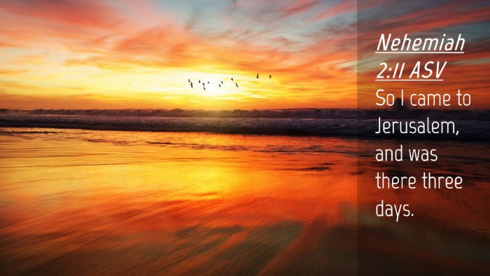 Picture 04 - Nehemiah 2:11 ASV Desktop Wallpaper - So I came to Jerusalem, and was there three - Desktop Bible Verse Wallpaper
