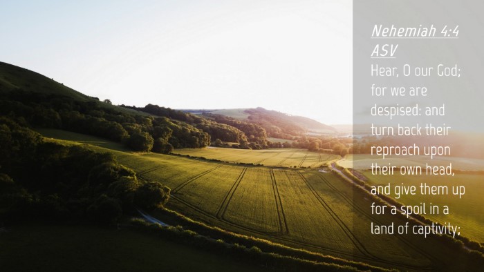 Picture 04 - Nehemiah 4:4 ASV Desktop Wallpaper - Hear, O our God; for we are despised: and turn - Desktop Bible Verse Wallpaper