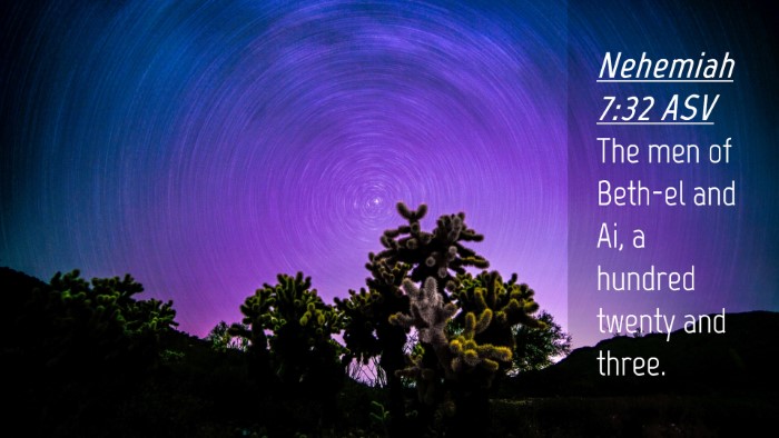 Picture 04 - Nehemiah 7:32 ASV Desktop Wallpaper - The men of Beth-el and Ai, a hundred twenty and - Desktop Bible Verse Wallpaper