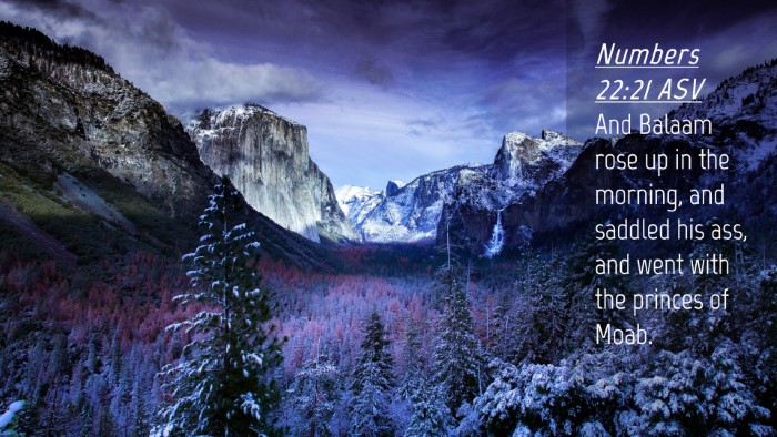 Picture 04 - Numbers 22:21 ASV Desktop Wallpaper - And Balaam rose up in the morning, and saddled - Desktop Bible Verse Wallpaper