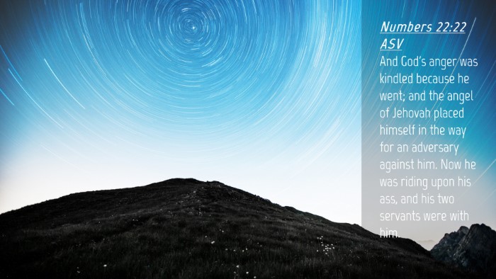 Picture 04 - Numbers 22:22 ASV Desktop Wallpaper - And God's anger was kindled because he went; and - Desktop Bible Verse Wallpaper