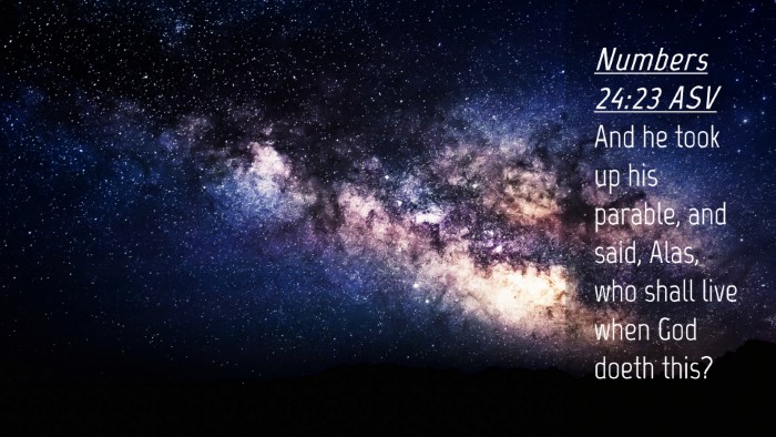 Picture 04 - Numbers 24:23 ASV Desktop Wallpaper - And he took up his parable, and said, Alas, who - Desktop Bible Verse Wallpaper