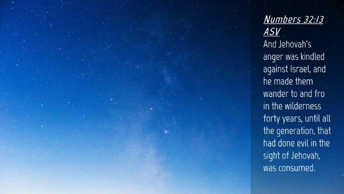 Picture 04 - Numbers 32:13 ASV Desktop Wallpaper - And Jehovah's anger was kindled against Israel, - Desktop Bible Verse Wallpaper