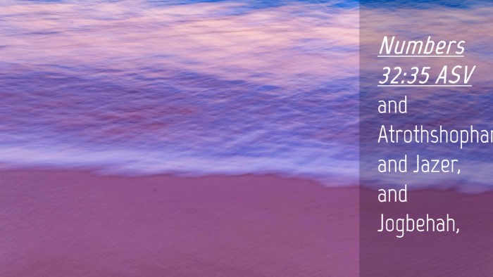 Picture 04 - Numbers 32:35 ASV Desktop Wallpaper - and Atrothshophan, and Jazer, and - Desktop Bible Verse Wallpaper