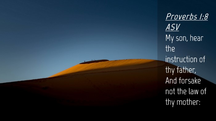 Picture 04 - Proverbs 1:8 ASV Desktop Wallpaper - My son, hear the instruction of thy father, And - Desktop Bible Verse Wallpaper