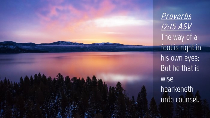 Picture 04 - Proverbs 12:15 ASV Desktop Wallpaper - The way of a fool is right in his own eyes; But - Desktop Bible Verse Wallpaper