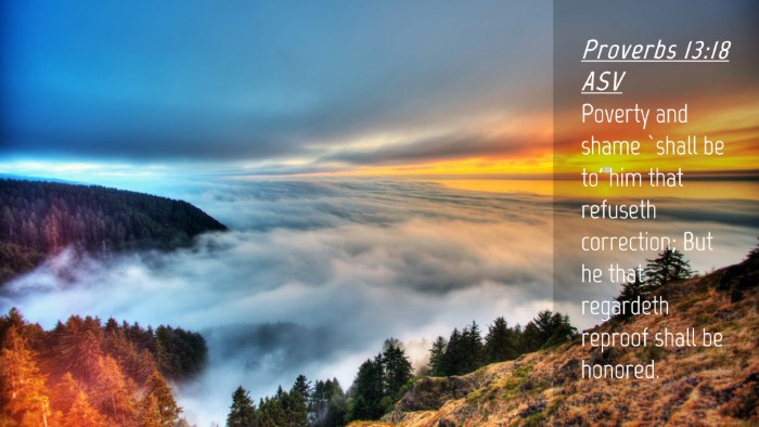 Picture 04 - Proverbs 13:18 ASV Desktop Wallpaper - Poverty and shame `shall be to' him that refuseth - Desktop Bible Verse Wallpaper
