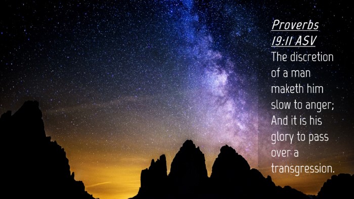 Picture 04 - Proverbs 19:11 ASV Desktop Wallpaper - The discretion of a man maketh him slow to anger; - Desktop Bible Verse Wallpaper