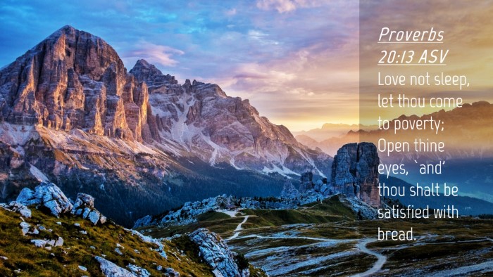 Picture 04 - Proverbs 20:13 ASV Desktop Wallpaper - Love not sleep, let thou come to poverty; Open - Desktop Bible Verse Wallpaper