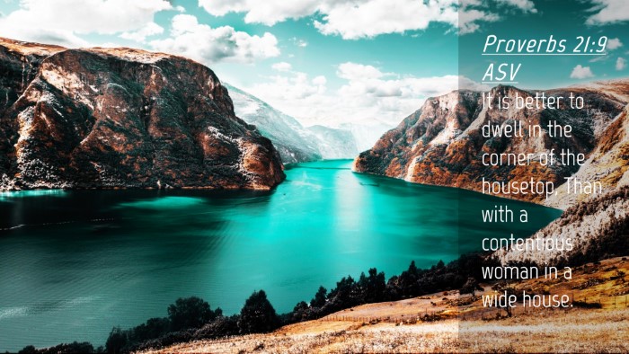 Picture 04 - Proverbs 21:9 ASV Desktop Wallpaper - It is better to dwell in the corner of the - Desktop Bible Verse Wallpaper