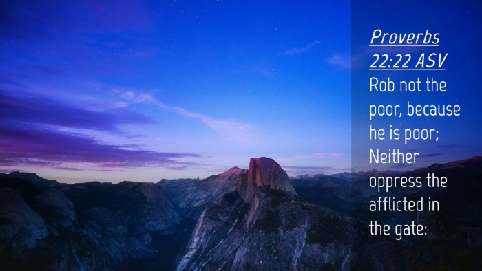 Picture 04 - Proverbs 22:22 ASV Desktop Wallpaper - Rob not the poor, because he is poor; Neither - Desktop Bible Verse Wallpaper