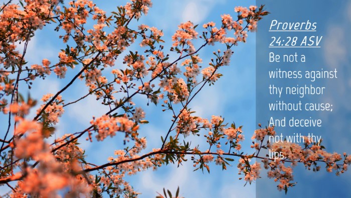 Picture 04 - Proverbs 24:28 ASV Desktop Wallpaper - Be not a witness against thy neighbor without - Desktop Bible Verse Wallpaper