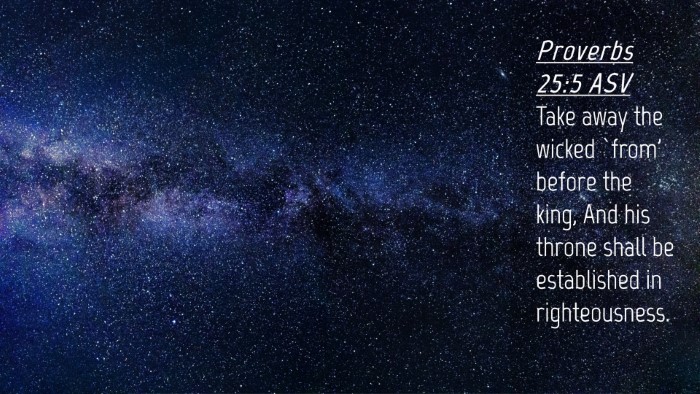 Picture 04 - Proverbs 25:5 ASV Desktop Wallpaper - Take away the wicked `from' before the king, And - Desktop Bible Verse Wallpaper