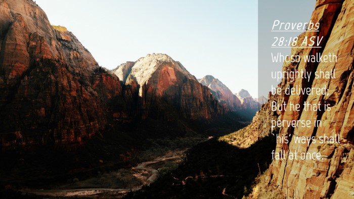 Picture 04 - Proverbs 28:18 ASV Desktop Wallpaper - Whoso walketh uprightly shall be delivered; But - Desktop Bible Verse Wallpaper