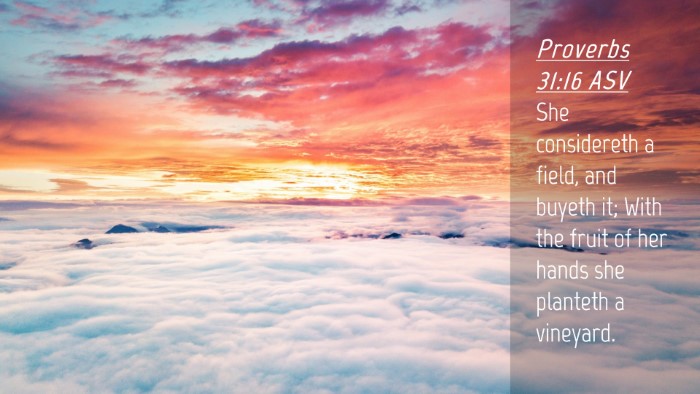 Picture 04 - Proverbs 31:16 ASV Desktop Wallpaper - She considereth a field, and buyeth it; With the - Desktop Bible Verse Wallpaper