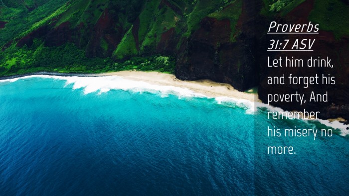 Picture 04 - Proverbs 31:7 ASV Desktop Wallpaper - Let him drink, and forget his poverty, And - Desktop Bible Verse Wallpaper