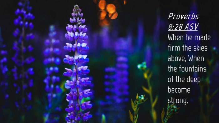 Picture 04 - Proverbs 8:28 ASV Desktop Wallpaper - When he made firm the skies above, When the - Desktop Bible Verse Wallpaper