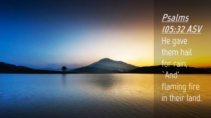 Picture 04 - Psalms 105:32 ASV Desktop Wallpaper - He gave them hail for rain, `And' flaming fire in - Desktop Bible Verse Wallpaper