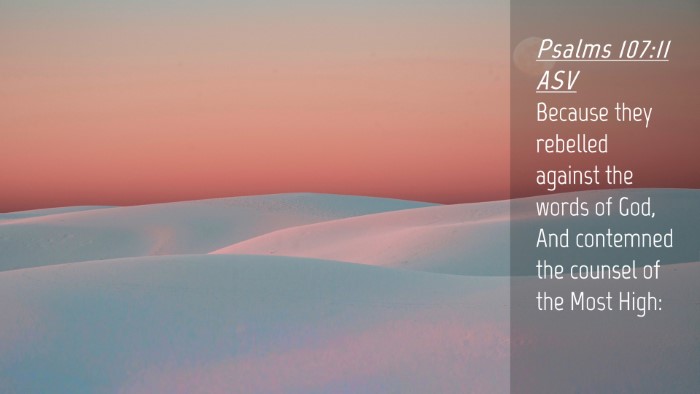 Picture 04 - Psalms 107:11 ASV Desktop Wallpaper - Because they rebelled against the words of God, - Desktop Bible Verse Wallpaper