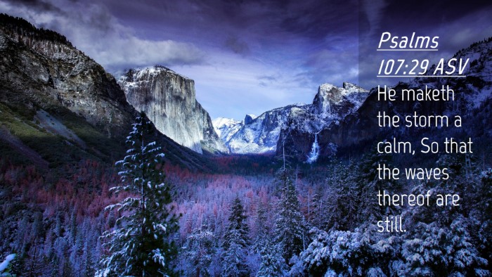 Picture 04 - Psalms 107:29 ASV Desktop Wallpaper - He maketh the storm a calm, So that the waves - Desktop Bible Verse Wallpaper