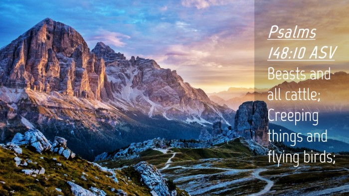 Picture 04 - Psalms 148:10 ASV Desktop Wallpaper - Beasts and all cattle; Creeping things and flying - Desktop Bible Verse Wallpaper