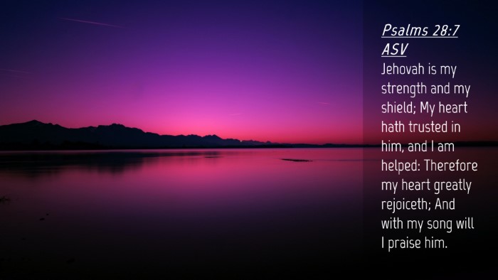 Picture 04 - Psalms 28:7 ASV Desktop Wallpaper - Jehovah is my strength and my shield; My heart - Desktop Bible Verse Wallpaper
