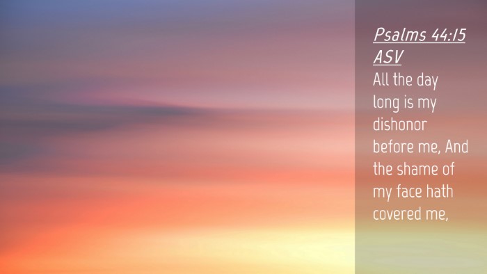 Picture 04 - Psalms 44:15 ASV Desktop Wallpaper - All the day long is my dishonor before me, And - Desktop Bible Verse Wallpaper